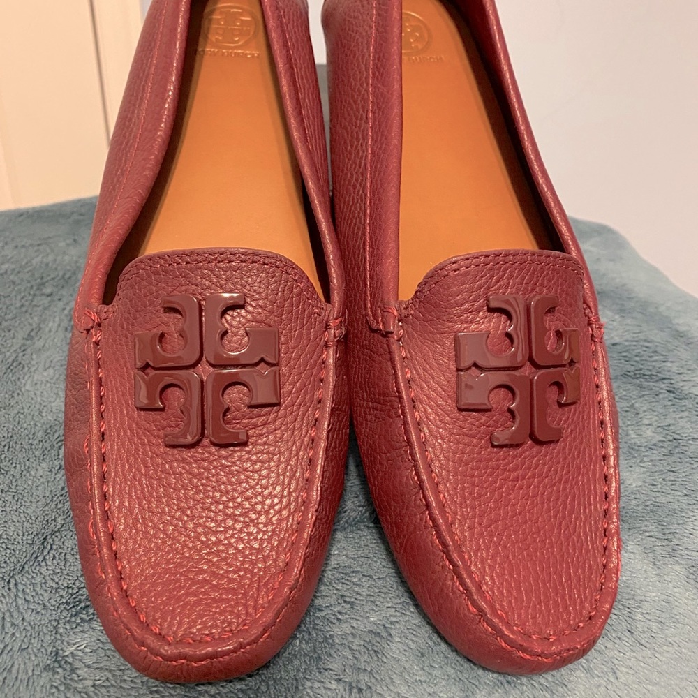Burgundy Tory Burch Loafers